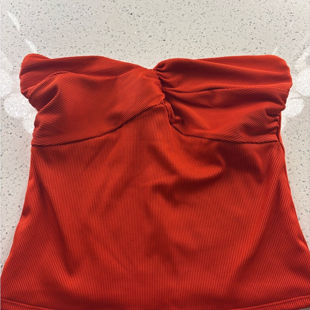 Express Vibrant Orange Strapless Top